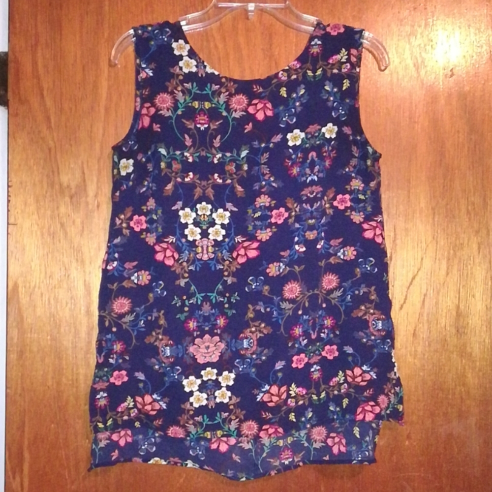 Blue top with flowers